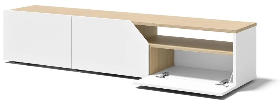 Biała szafka pod TV w dekorze dębu 180x38 cm Verone – TemaHome