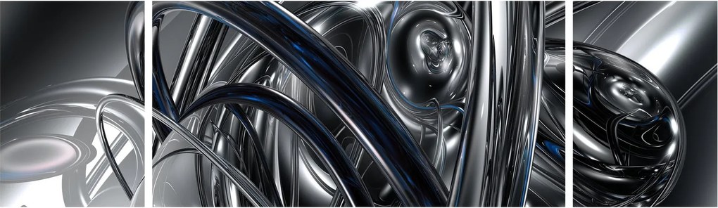 Obraz szarej abstrakcji z niebieskim (170x50 cm)