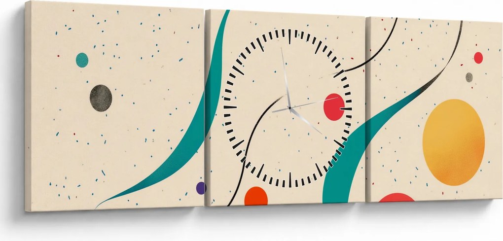 Obraz - Minimalistyczna kolorowa ilustracja (z zegarem) (90x30 cm)