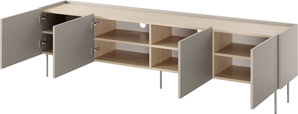 Szafka RTV Desin na metalowych nogach 220 cm - kaszmir / dąb nagano