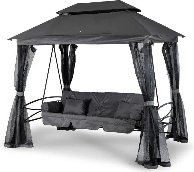 Huśtawka Ogrodowa CARMEN Szara/Czarna Nowoczesna