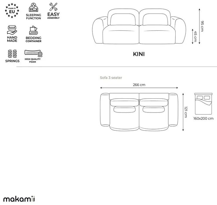 Sztruksowa rozkładana sofa w kolorze terakoty ze schowkiem266 cm Kini – Makamii