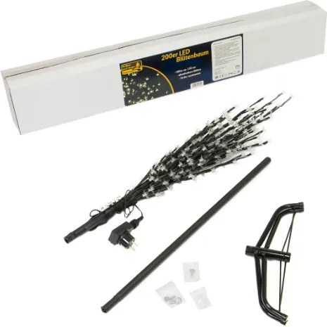 Dekoracyjne LED  drzewo z kwiatami - 1,5 m, ciepła biel