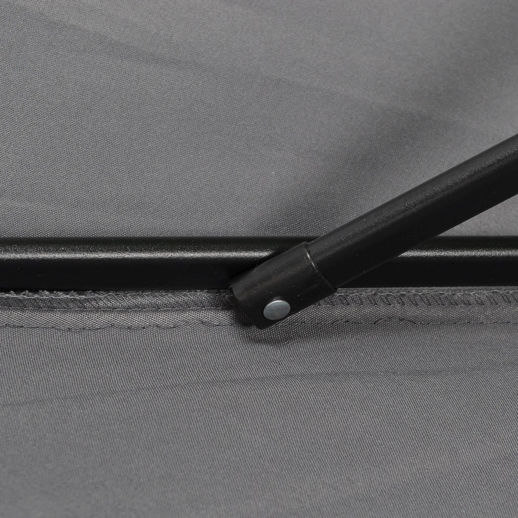 Outsunny Parasol Ø196 cm, Parasol z Funkcją Połamania, Sześciokątny Parasol Balkonowy dla Plaży i Ogrodu, Ciemnoszary