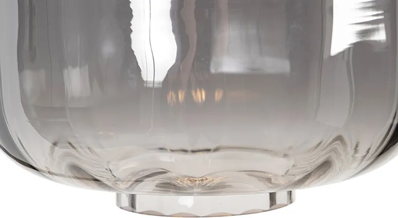 Designerska lampa podłogowa czarna z dymionym szkłem - Qara Down