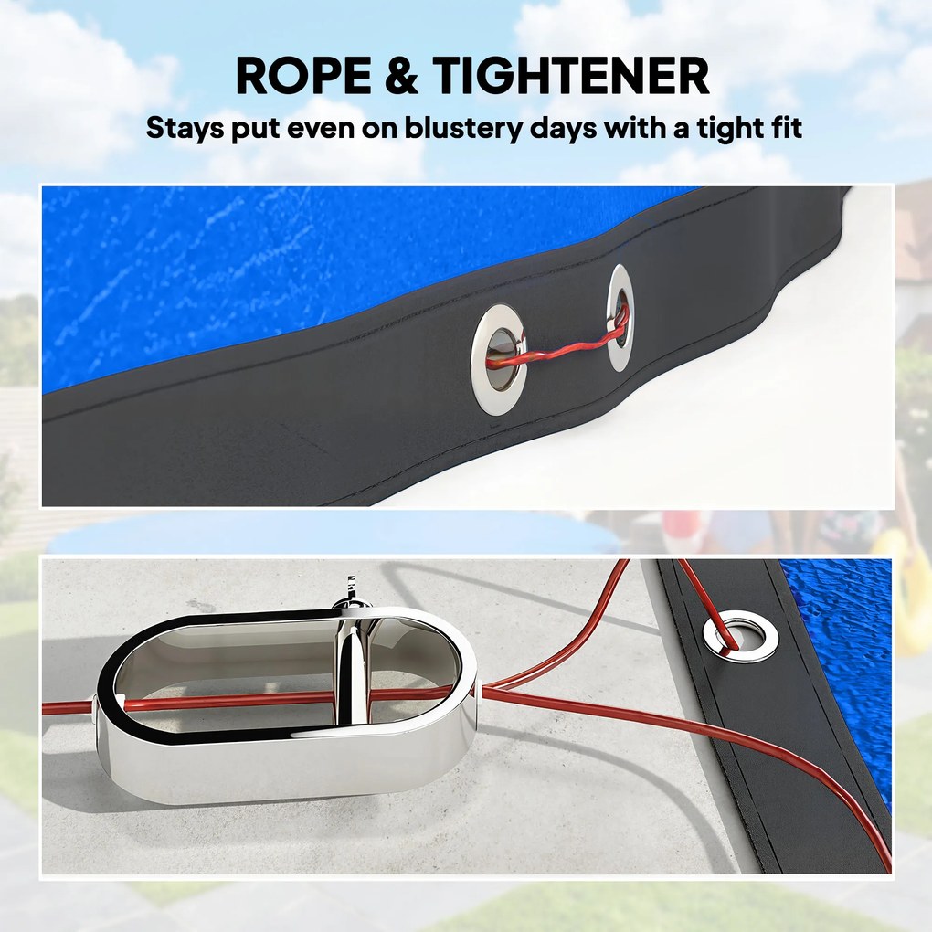 Outsunny Okrągła Pokrywa Basenowa Ø 550 cm, Wodoodporna i Pyłoszczelna, z Linką Napinającą, na Zimę i Lato, Niebieska | Aosom PL