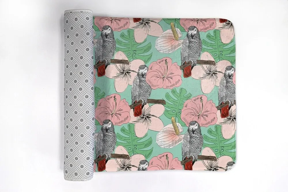 Antypoślizgowy dywanik łazienkowy Antypoślizgowy dywanik łazienkowy Ptaki Papuga Kwiaty