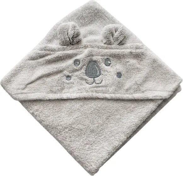 Ręcznik kąpielowy dziecięcy z kapturem KODA 75x75 cm, szary