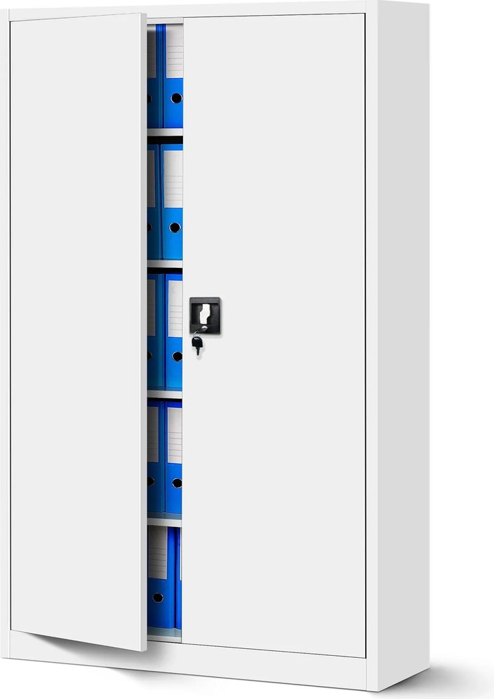 Szafa biurowa na akta szeroka Jan II 115x40x185 cm biała