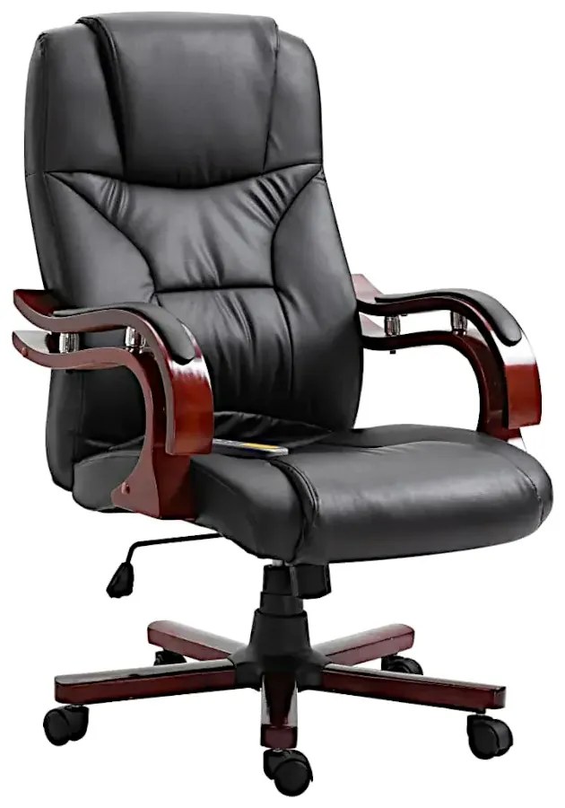 Czarne krzesło biurowe z ekoskóry - Pylios