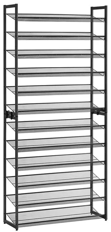 Półka na buty IDA, 12 półek, 92,5x31x223cm, czarna Jurhan