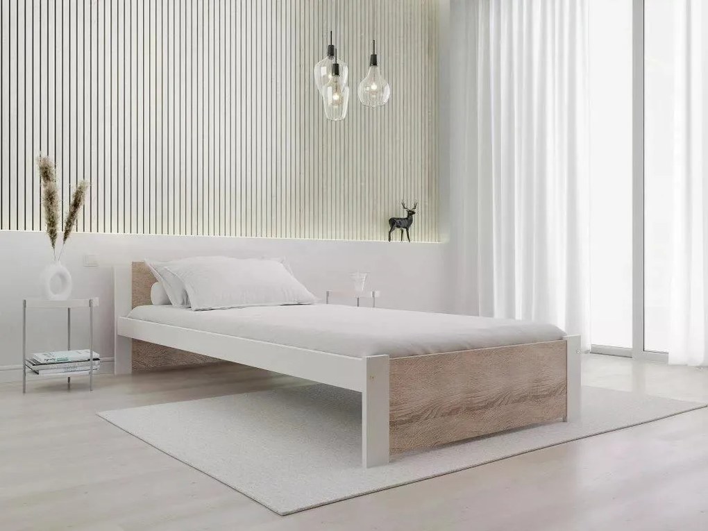Łóżko IKAROS 80 x 200 cm, białe/dąb sonoma Materac: Bez materaca