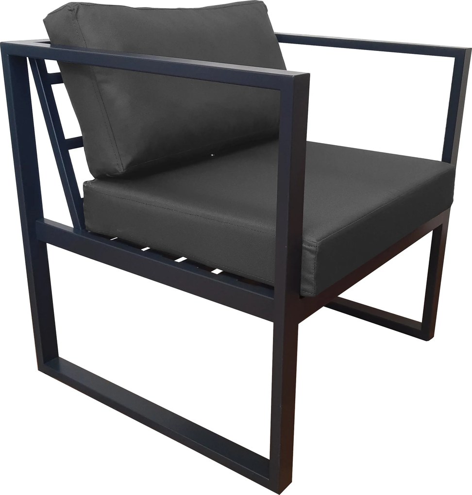 Zestaw mebli ogrodowych sofa + 2 fotele + stolik : Kolor Stelaża - Szary, Kolor tkaniny - Oxford Grafit, Typ tkaniny - Oxford