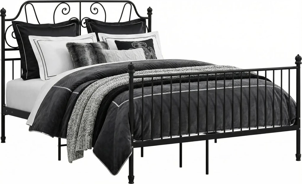 Czarne metalowe łóżko metalowe 160x200 cm Z5-P70