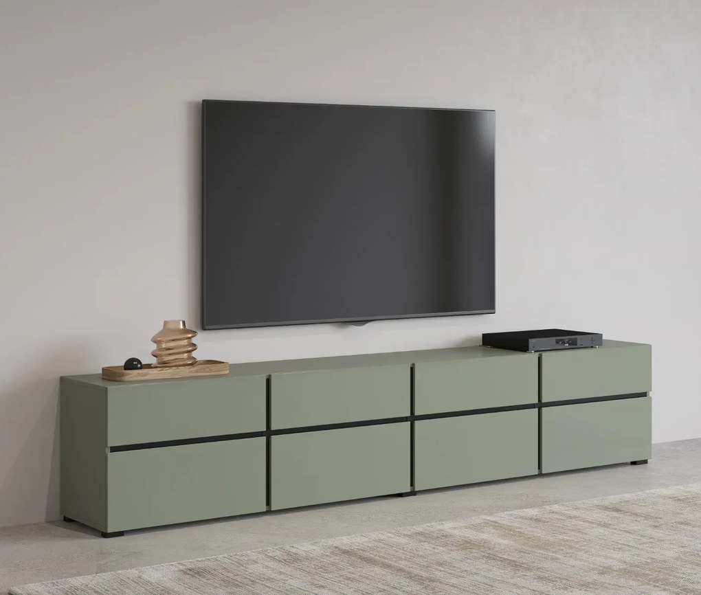 Szafka RTV CROSS 4K4S 225cm zielona/czarna HELVETIA