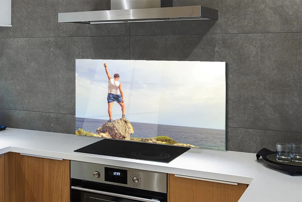 Szklany Panel Człowiek nad Morzem pod Niebem