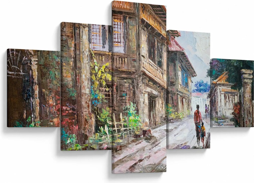 Obraz filipińskiej wioski, Azja (125x70 cm)