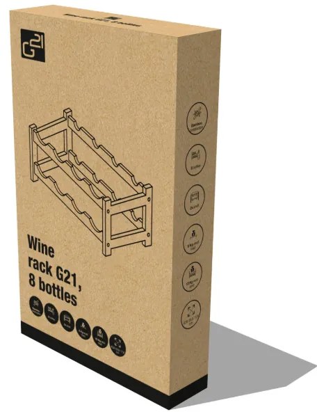 G21 Bambusowy regał na wino, 8 butelek, S