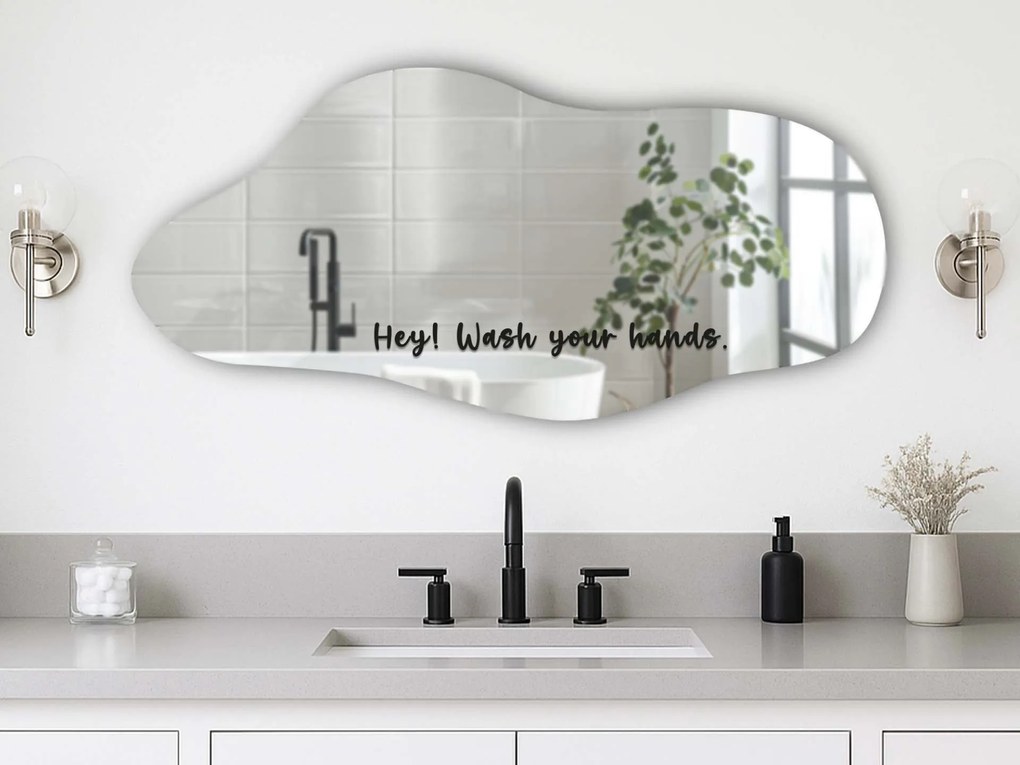 Naklejka na lustro S32 – Hey! Wash your hands.