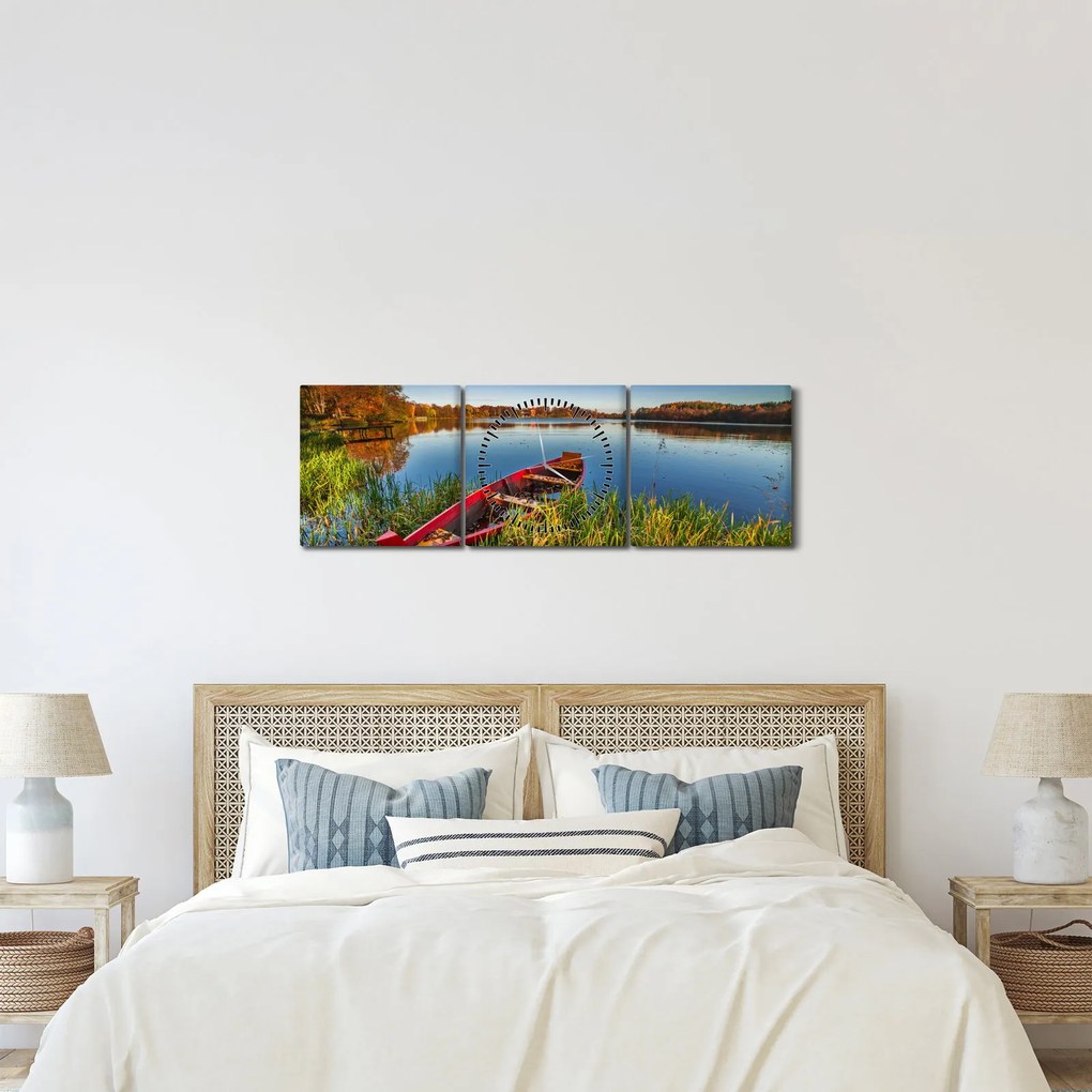 Obraz czerwonej kropki (z zegarem) (90x30 cm)