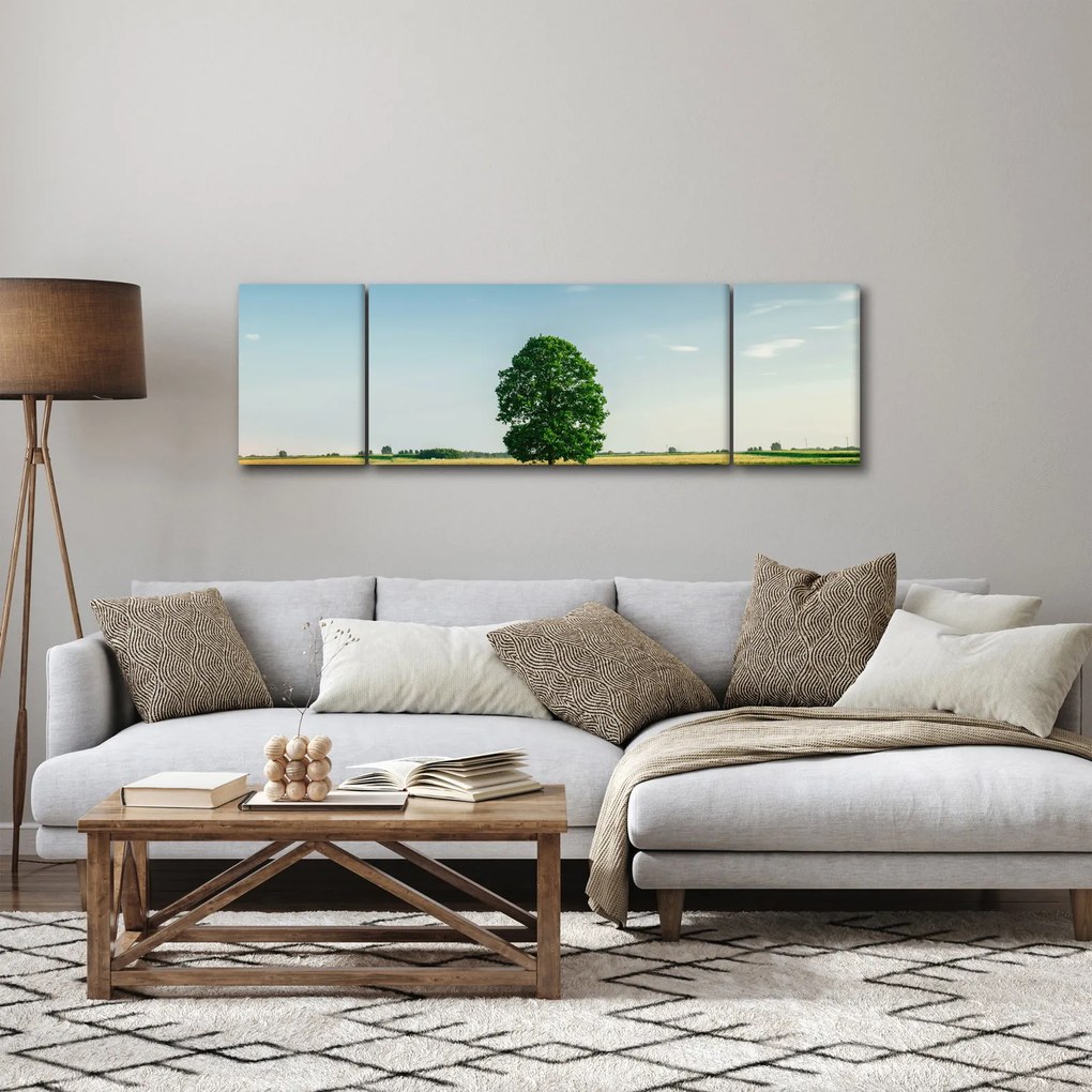 Obraz drzewa na środku łąki (170x50 cm)