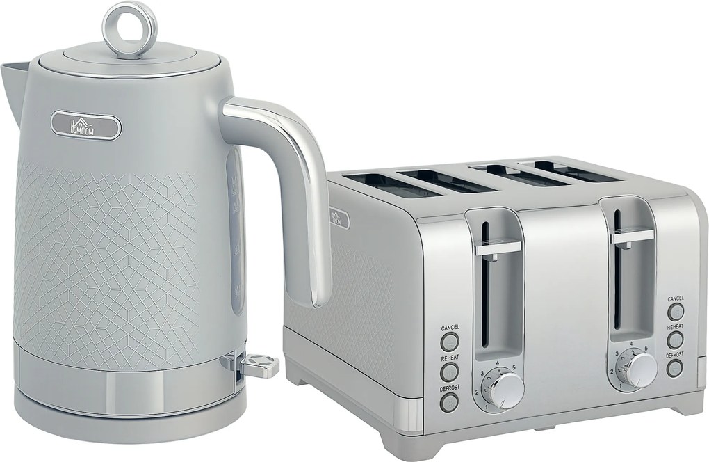 HOMCOM Zestaw Czajnik i Toster, 1,7L 2200W Szybkokochający Czajnik z Termostatem | Aosom PL