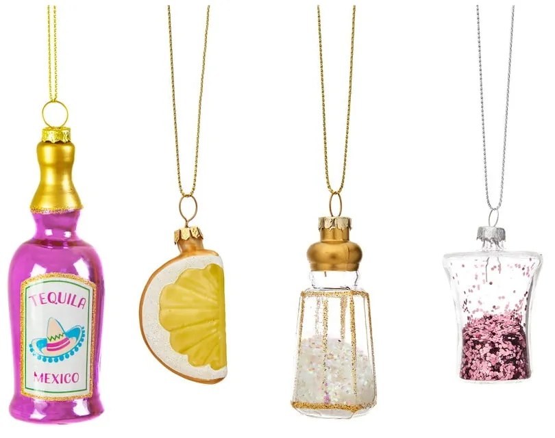 Szklane ozdoby świąteczne wykonane ręcznie zestaw 4 szt. 9,5 cm Tequila – Sass & Belle