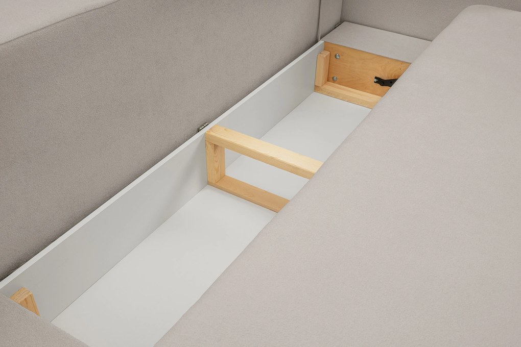 Masseno Sofa AMICO z funkcją spania i pojemnikiem na pościel, Rozkładana sofa - Jasnoszary, SICURO 65