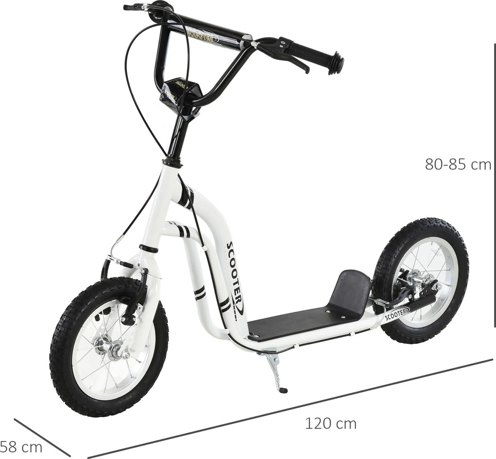 Hulajnoga miejska hulajnoga dla dzieci opony pneumatyczne regulacja aluminium biały | Aosom.pl