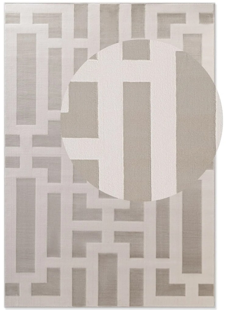 Dywan nowoczesny Perles Geometria szaro-kremowa 200 cm x 280 cm