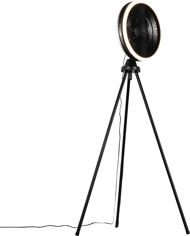 Stojący wentylator z trójnogiem czarny w tym LED 3-stopniowy ściemniacz - Meric