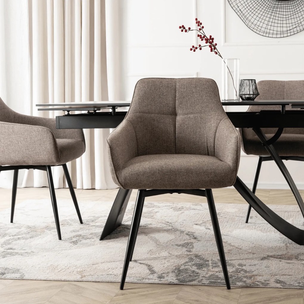 Krzesło Tapicerowane Obrotowe do Salonu LARISA Cappuccino Nowoczesne