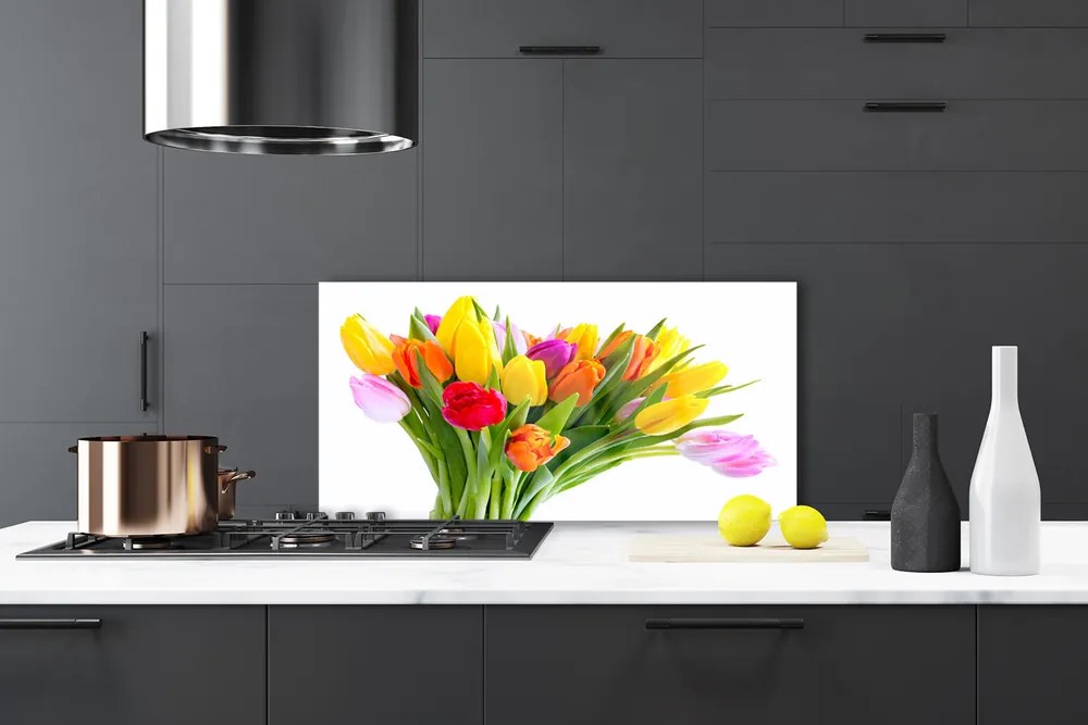 Panel Szklany do Kuchni Kolorowe Pole Tulipanów