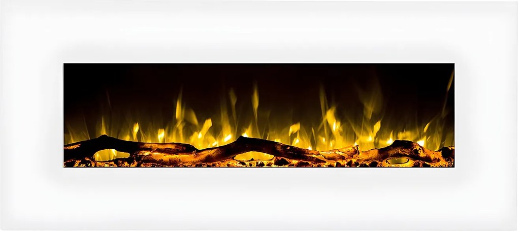 Kominek elektryczny ścienny LALITA – 110 × 14 × 49 cm (dł. × szer. × wys.) – kolor biały