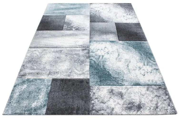 Dywan nowoczesny Hawaii Kwadraty niebiesko-szary 280 cm x 370