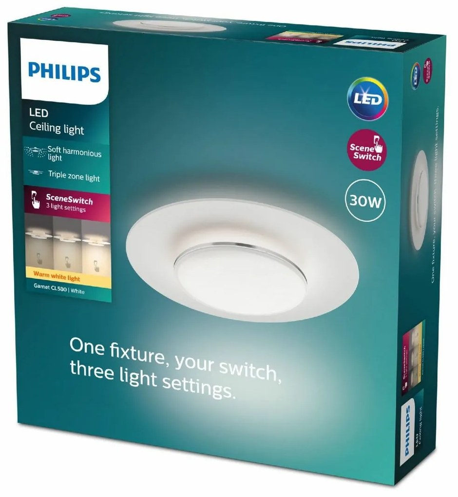 Philips 8720169195172 lampa sufitowa LED Garnet, biały, 1x 30 W 3100 lm 2700 K IP20