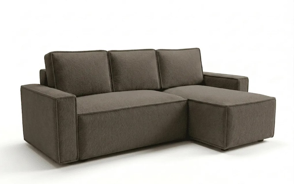 Rozkładana narożna sofa SMART BOUCLE 232x143 cm, szarobrązowa, uniwersalna
