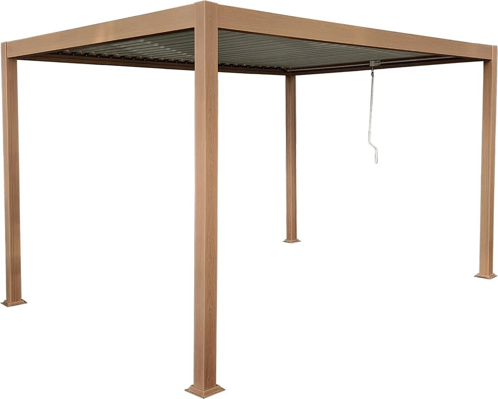 Pergola bioklimatyczna wolnostojąca z otwieranym dachem - 12 m² - naturalny ciemny - AMALFI