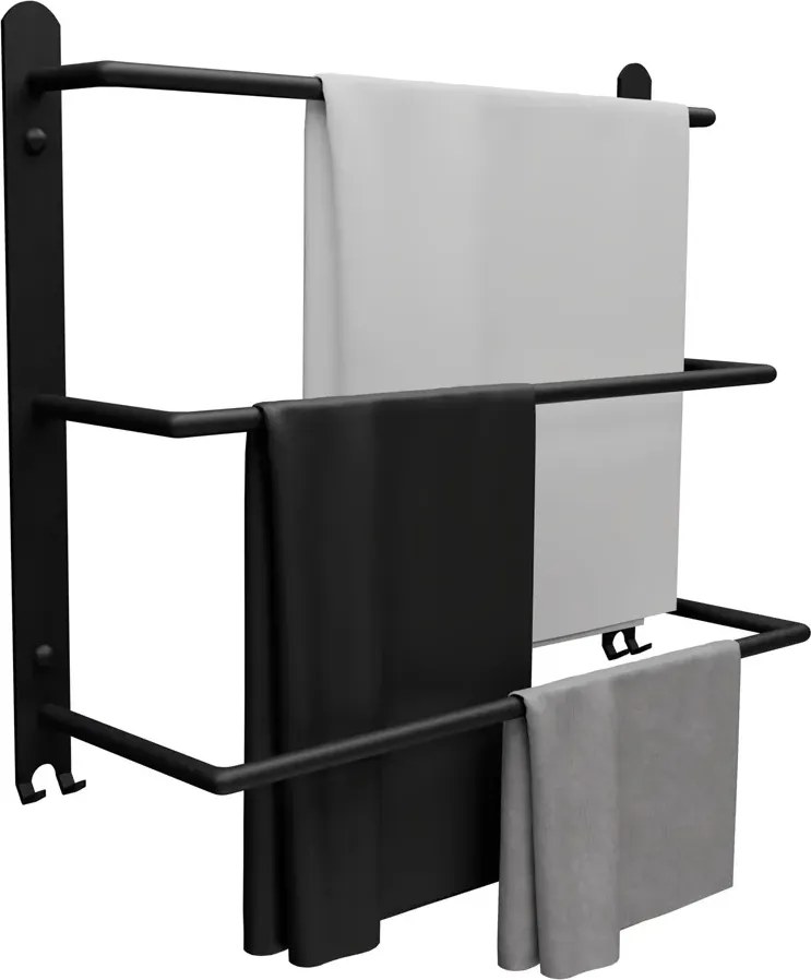 Czarny potrójny wieszak ścienny na ręczniki R5-K25