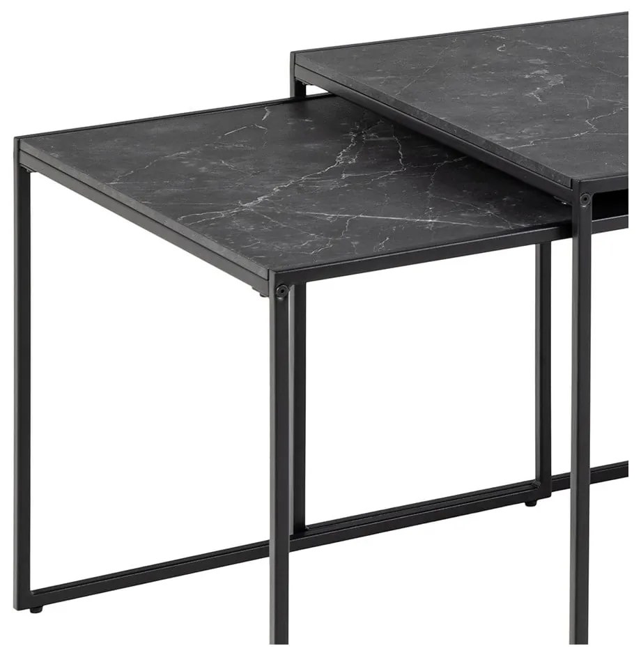 Stoliki z blatem w dekorze marmuru w kolorze matowej czerni zestaw 3 szt. 60x120 cm Infinity – Actona