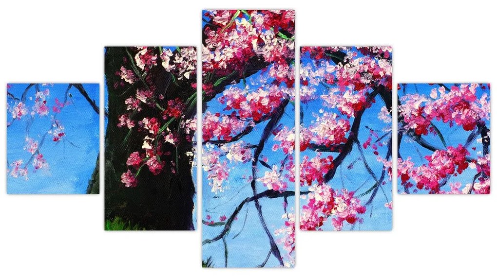 Obraz malowanego kwiatu wiśni (125x70 cm)