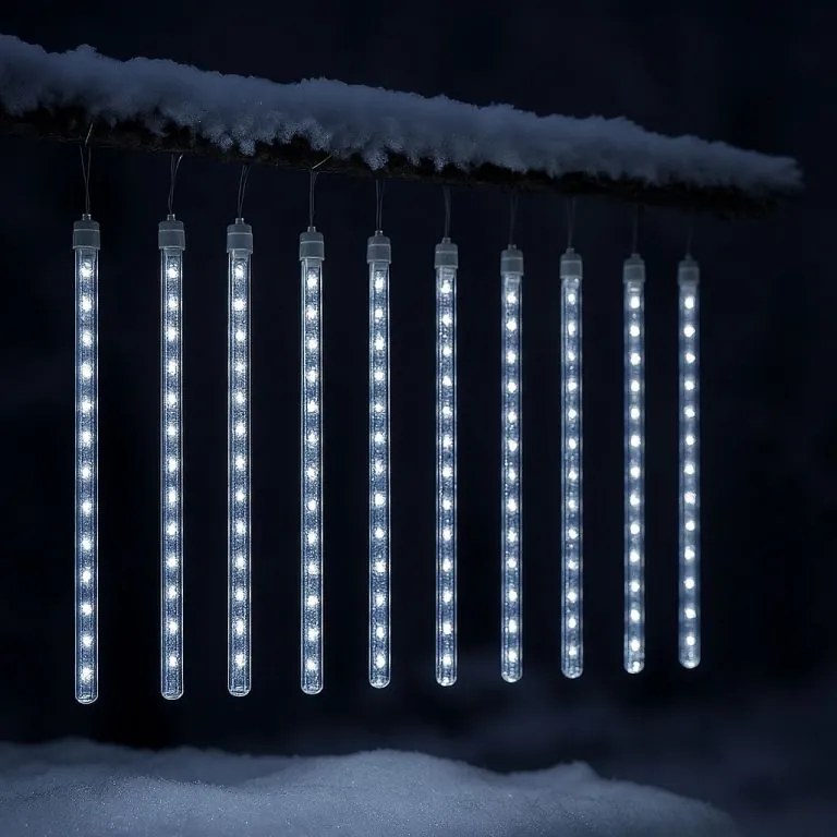Lampki choinkowe z efektem wodospadu - zimna biel