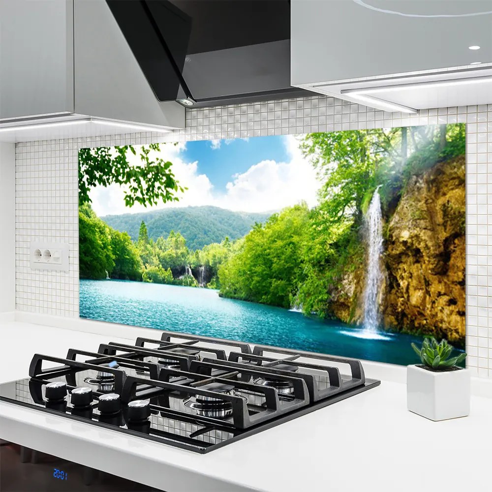 Szkło do Kuchni na Ścianę Wodospad Nad Ukrytym Jeziorem