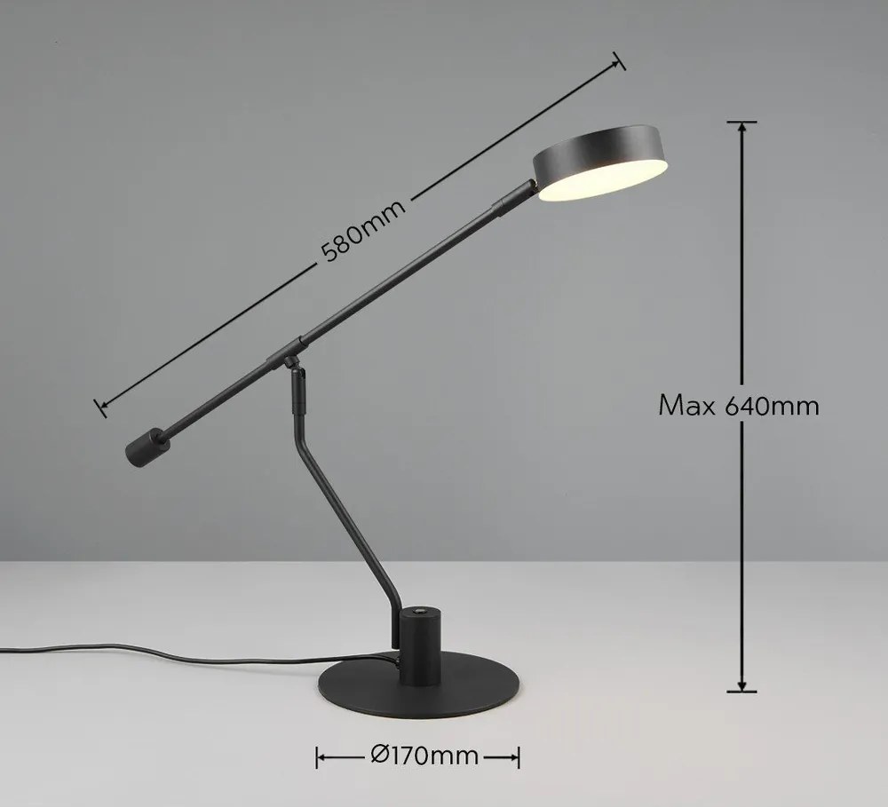 Lampa stołowa LED z elastyczną konstrukcją w kolorze matowej czerni (wysokość 64 cm) Manduro – Trio