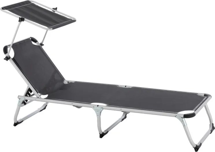Leżak ogrodowy, składany z daszkem, antracyt 187 cm