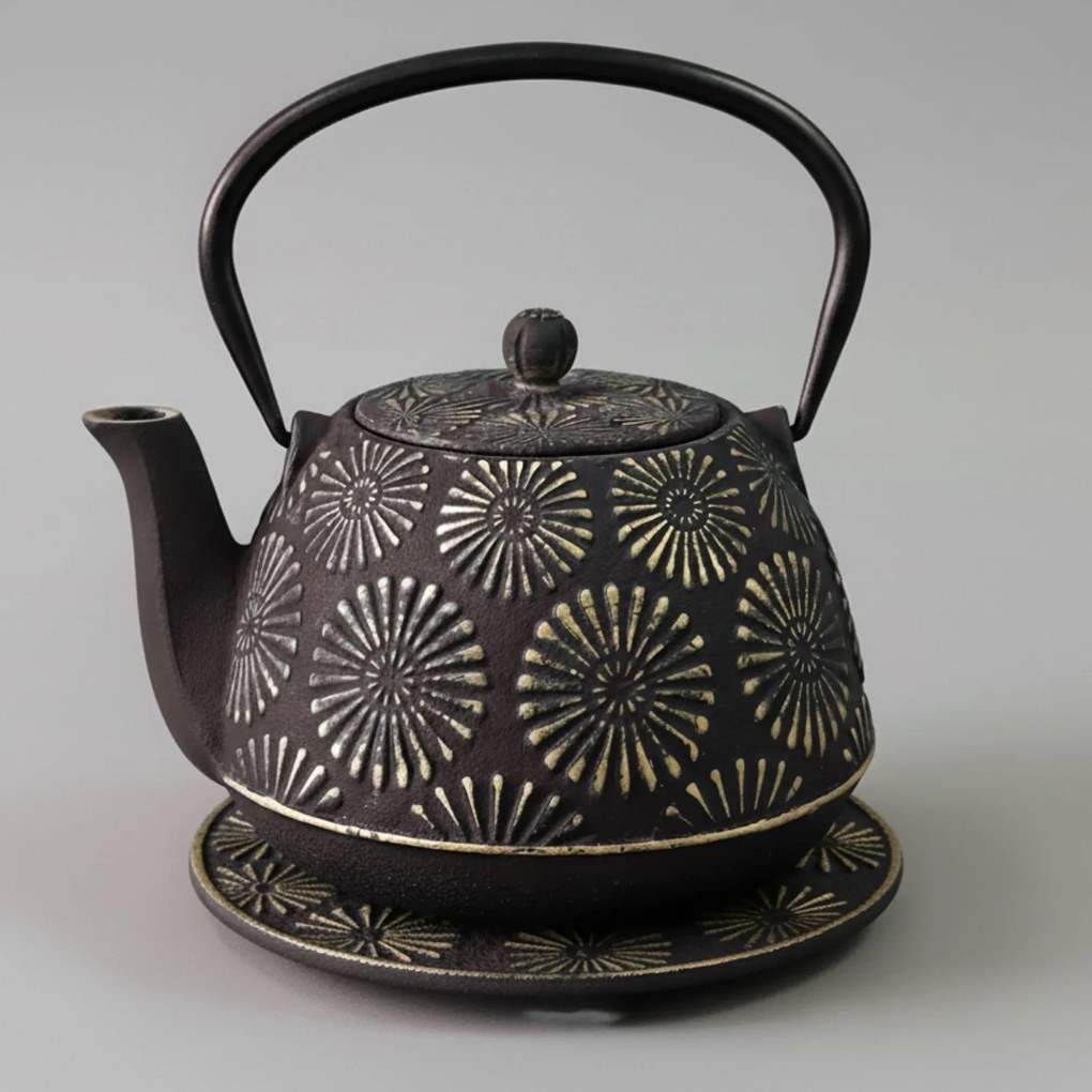 Dzbanek żeliwny z czarkami i podstawką KOGA, 1200 ml