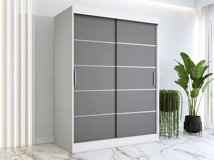 Szafa przesuwna biel + antracyt 150 cm - Bohosa 4X