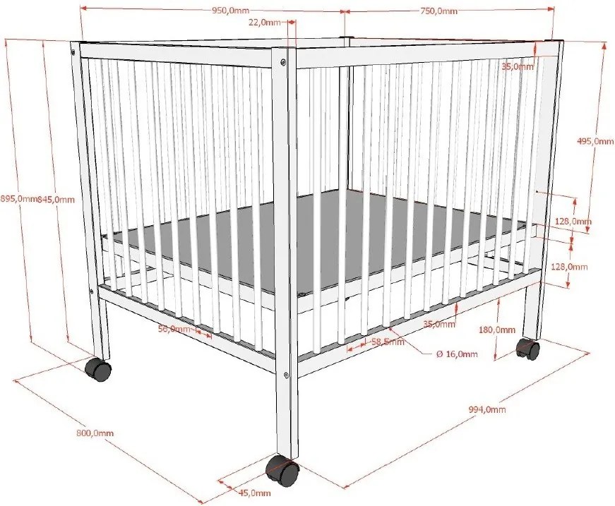 Brązowy kojec dla dzieci z litego drewna bukowego 95x75 cm Dino – Vipack