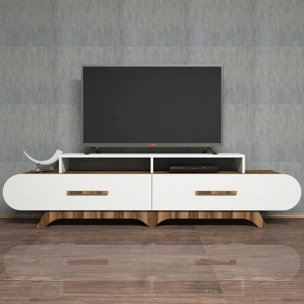 Stolik pod telewizor Flora White and Walnut