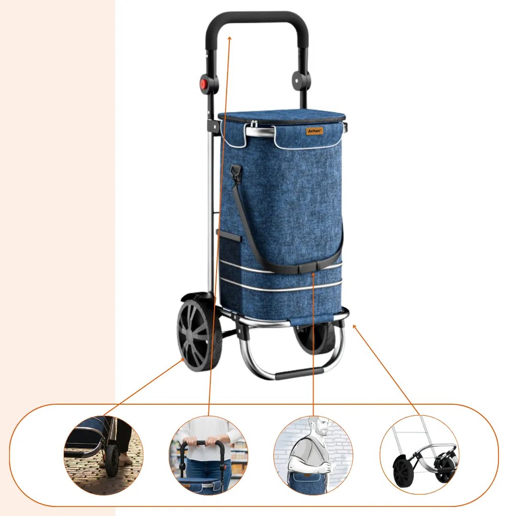 Jurhan Torba na zakupy na kółkach EASY, 50l, niebieska